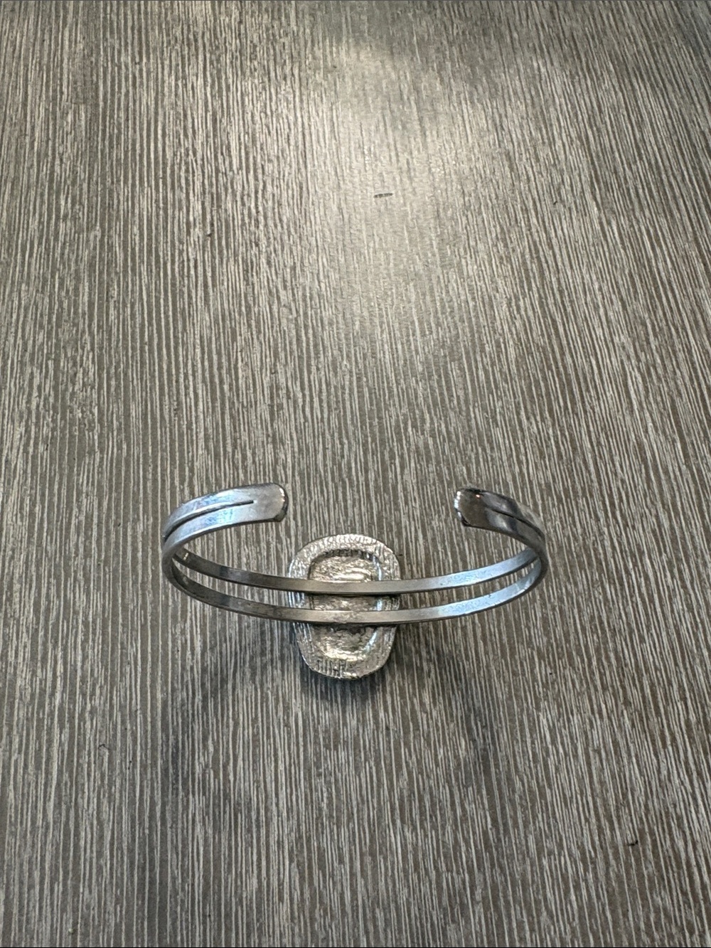 Silver-Tone Cuff Bracelet with Deep Blue Stone - Picture 3 of 4